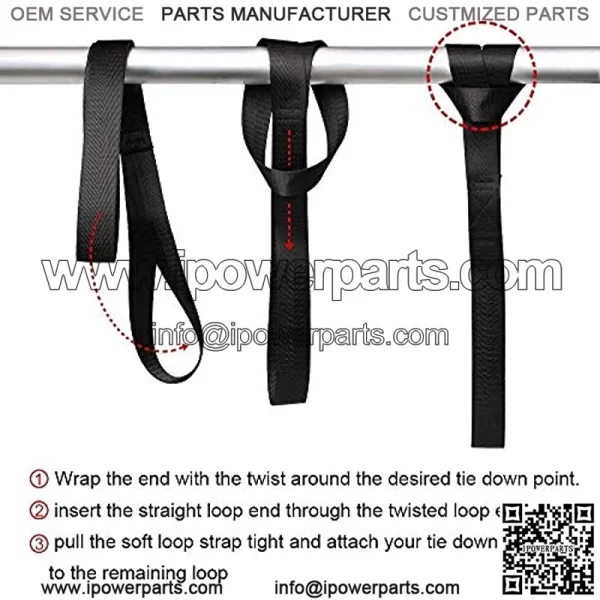 Heavy Duty 1,200lb. Workload Soft Loop Tie Down Straps for Towing or Trailering ATV, UTV, Motorcycle, Lawn Garden Equipment (Set of 4) (18", Black),8% coupon applied at checkout,with coupon - Image 4