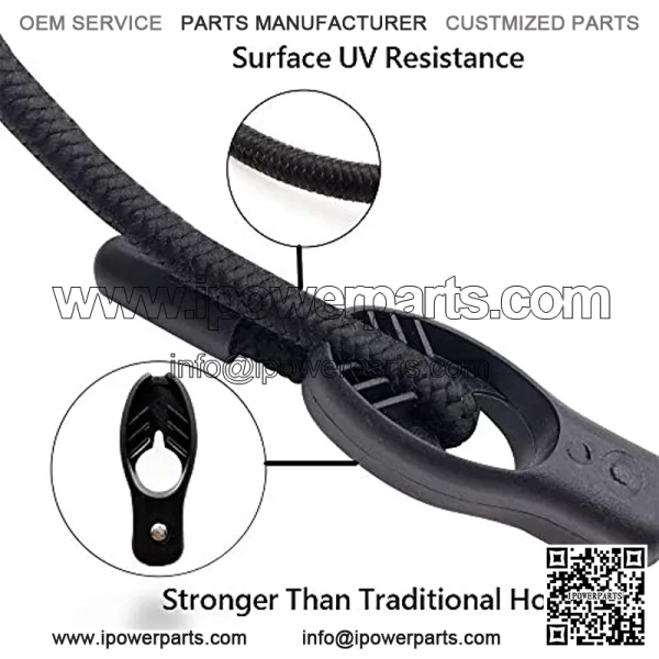 Heavy Duty Adjustable Elastics Stretch Lock Shock Bungee Cords e with PVC Coated Buckle All Black for Motorcycle, Cargo, Camping, RV, Trailer, Bicycle Carrier Rack, Trunk,Luggage (4 Pack) - Image 2