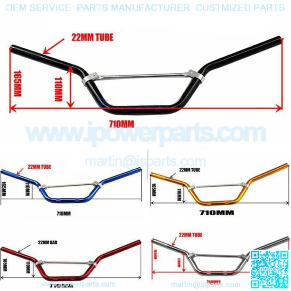 7/8" Mid Handlebars Handle Bars Fit ATV Pit Dirt Bike Offroad Motorcycle - Image 3