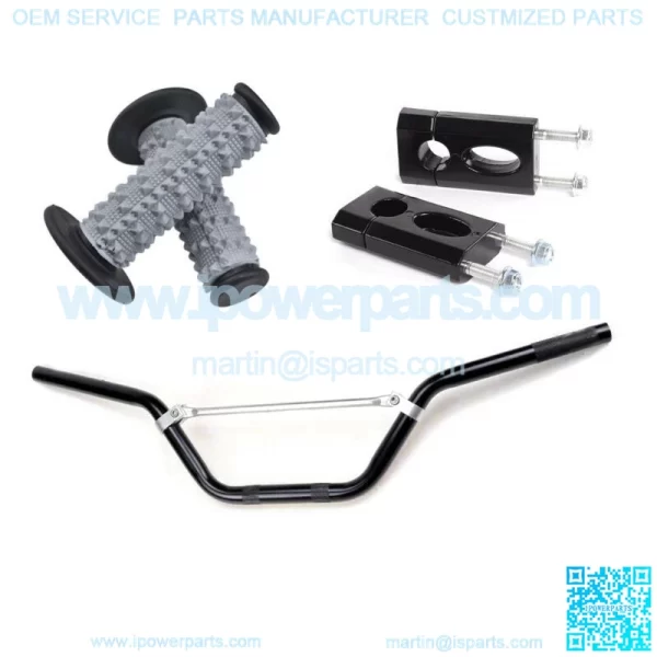 7/8" 22mm ATV Handle Bar + Grips + Clamp Mount Adapter Riser Dirt Bike 110-125CC