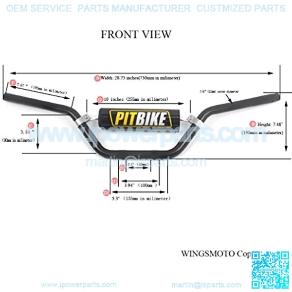 Handle Bar 7/8" 22MM Handlebar with Foam Pad Compatible with CRF YZF KXF KLX RMZ DRZ Pit Dirt Bike Motocross ATV Quad Black - Image 2
