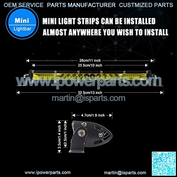 LED Working Light Bar 10inch Mini 78W Single Row Car Roof Light Wire Harness Wiring for Trucks SUV, ATV, UTV, Jeep, Vehicle, Pickup (Yellow light) - Image 5