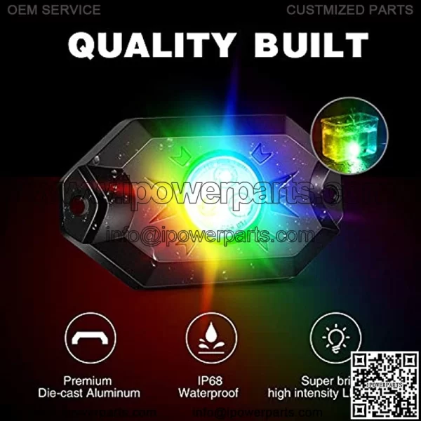 RGB LED Rock Lights Kit, 4 pods Underglow Multicolor Neon Light Pod with Bluetooth App Control Flashing Music Mode Wheel Well Light for Truck ATV UTV RZR SUV - Image 5