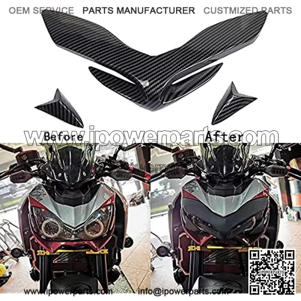 Fire Front, for Z900 2017-2020 Fairing Aerodynamic Winglets Motorcycle Beak Nose Cones Extension Cover Extender,Farbe: Black - Image 3
