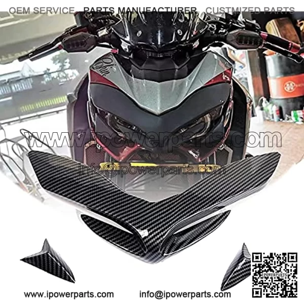 Fire Front, for Z900 2017-2020 Fairing Aerodynamic Winglets Motorcycle Beak Nose Cones Extension Cover Extender,Farbe: Black - Image 4