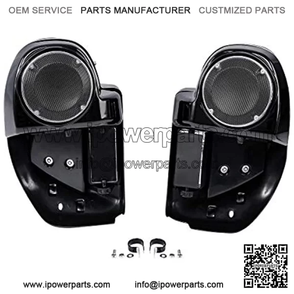 Gloss Black Lower Vented Leg Fairing w/6.5'' Speaker pod box fits for 2014-2020 Harley Davidson Touring Road King FLHR Road Glide FLTRX Street Glide FLHX Electra Glide FLHT Models - Image 2
