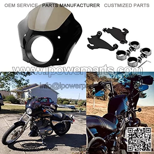 HDBUBALUS Black Headlight Gauntlet Fairing with 49 mm Trigger Lock Mounts Fit for 2018-2020 Harley Sportster 1200 883