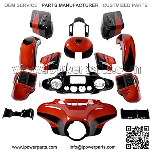 Inner Outer Fairing Stretched Saddlebag Front Rear Fender Gas Tank Glove Box Air Duct  Orange/Starfire Black Bodywork Bodykits Fit For Harley CVO Street Glide 2017 FLTRSE FLHXSE 2014-2020