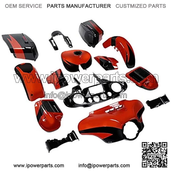 Inner Outer Fairing Stretched Saddlebag Front Rear Fender Gas Tank Glove Box Air Duct  Orange/Starfire Black Bodywork Bodykits Fit For Harley CVO Street Glide 2017 FLTRSE FLHXSE 2014-2020 - Image 2