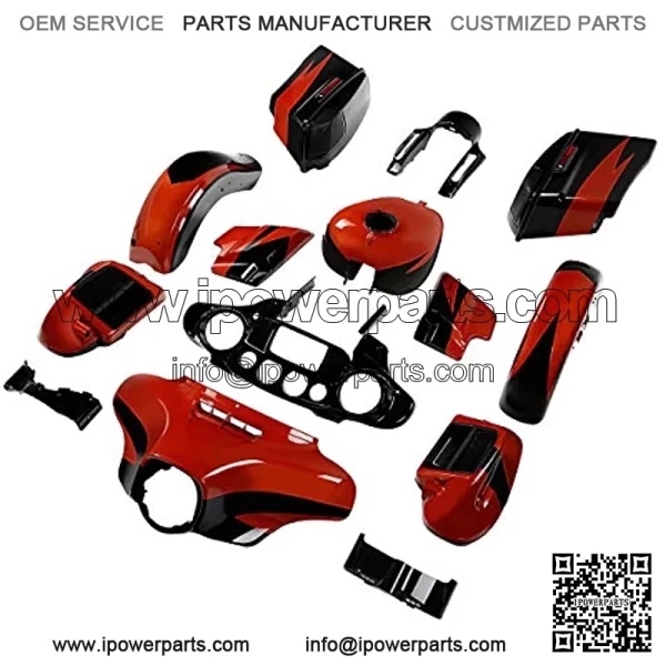 Inner Outer Fairing Stretched Saddlebag Front Rear Fender Gas Tank Glove Box Air Duct  Orange/Starfire Black Bodywork Bodykits Fit For Harley CVO Street Glide 2017 FLTRSE FLHXSE 2014-2020 - Image 3