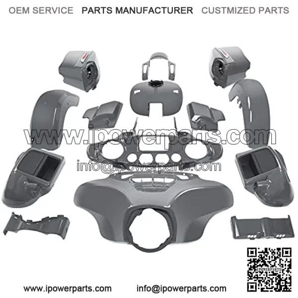 Inner Outer Fairing Stretched Saddlebags Vented Lower Fairing Side Cover Front Rear Fender Gas Tank  Gray Bodywork Bodykits Fit For Harley CVO Street Glide 2018 2014-2020