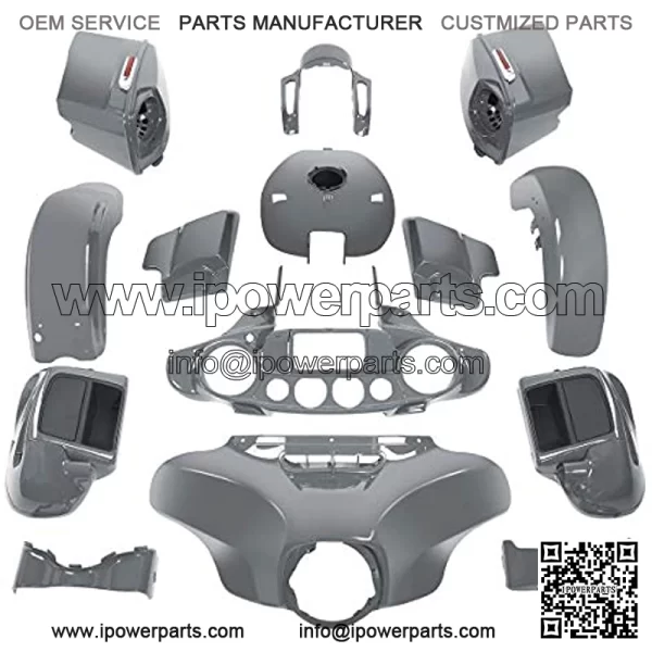 Inner Outer Fairing Stretched Saddlebags Vented Lower Fairing Side Cover Front Rear Fender Gas Tank  Gray Bodywork Bodykits Fit For Harley CVO Street Glide 2018 2014-2020 - Image 2