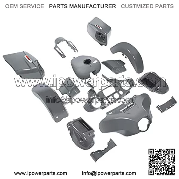 Inner Outer Fairing Stretched Saddlebags Vented Lower Fairing Side Cover Front Rear Fender Gas Tank  Gray Bodywork Bodykits Fit For Harley CVO Street Glide 2018 2014-2020 - Image 3