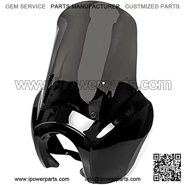 Krator Black & Smoke Tall Fairing Windshield Club Style Kit Compatible with 1999-2005 Harley-Davidson Dyna with Bottom Mount Headlight - Modification Required