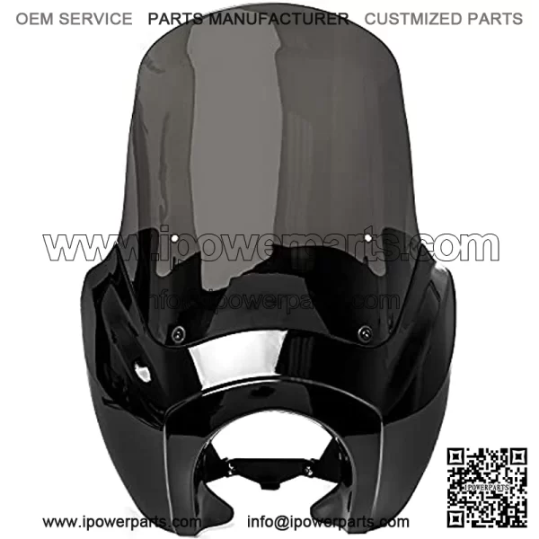Krator Black & Smoke Tall Fairing Windshield Club Style Kit Compatible with 1999-2005 Harley-Davidson Dyna with Bottom Mount Headlight - Modification Required - Image 3