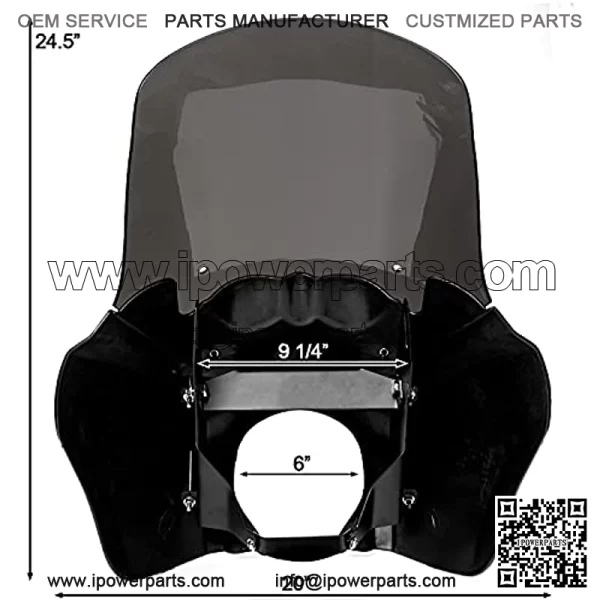 Krator Black & Smoke Tall Fairing Windshield Club Style Kit Compatible with 1999-2005 Harley-Davidson Dyna with Bottom Mount Headlight - Modification Required - Image 4