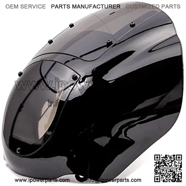 Krator JBM-6006-A NEW Black & Smoke Quarter Fairing Windshield Kit Compatible with Harley Davidson XL FXR Dyna - Image 2