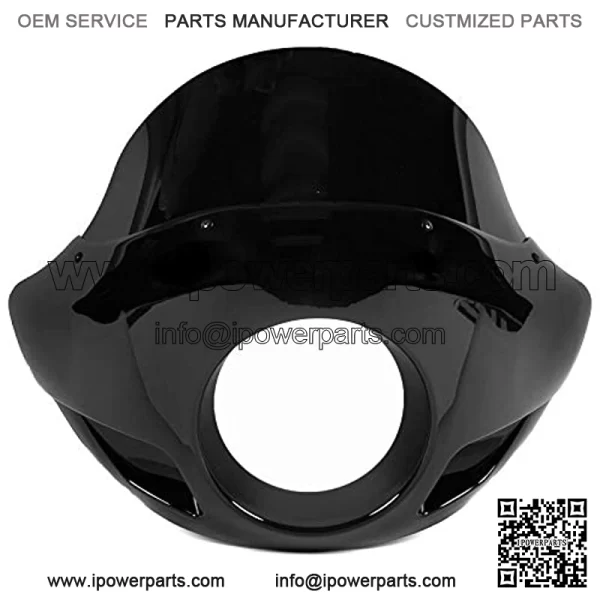 Krator Universal Blackout Windshield Headlight Fairing Compatible with 35mm-49mm Forks - Fits Most 5.75" Headlights, Black, 16.5" Height x 21" Width (JBM-6015-S) - Image 2