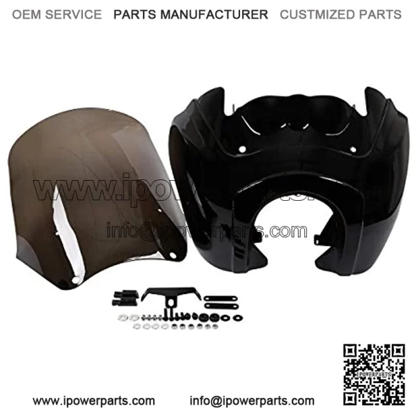 Headlight Fairing Cover with 15'' Smoke Windshield Fits For Harley Dyna FXDXT T-Sport (Gloss Black+Smoke) - Image 5