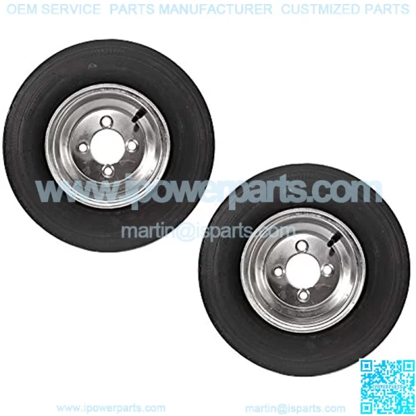 2-Pack Trailer Tires On Galvanized Wheel Rims 480-8 4.80-8 4.80 x 8 Load C 4 Lug