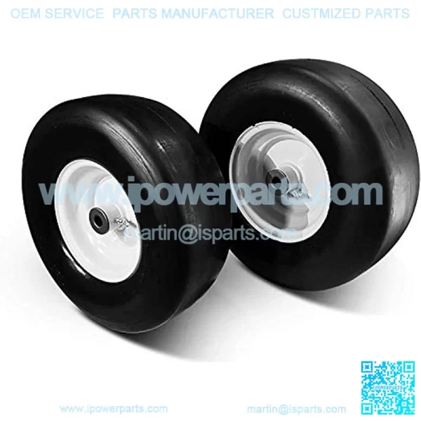 New Commercial Solid 13x5.00-6 Flat Free Smooth Tire w/Steel Wheel for Riding Lawn Mower Garden Tractor -hub Length 3.25"-5.9" - Bore ID 3/4" 135006 (2)