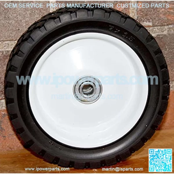 7x1.5 7" x 1 1/2" Diamond Tread Lawnmower Deck Wheel Metal Rim/Hard Rubber