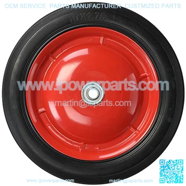 9596 10-Inch Semi-Pneumatic Rubber Tire, Steel Hub with Ball Bearings, Ribbed Tread, 1/2-Inch Bore Centered Axle,Black - Image 3