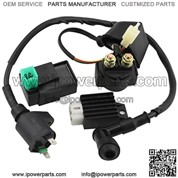 CDI Box Ignition Coil Solenoid Relay Voltage Regulator for 50cc 70cc 90cc 110cc 125cc ATV Dirt Bike and Go Kart