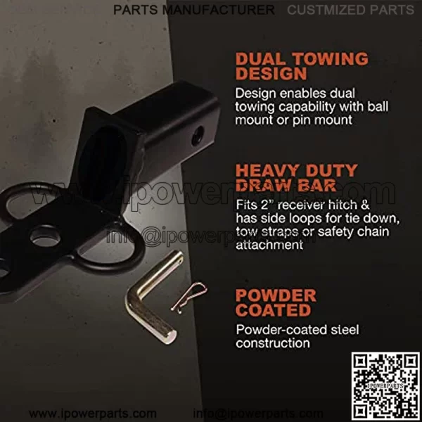 3-Way Hitch, 2-Inch - 85620, Black - Image 3