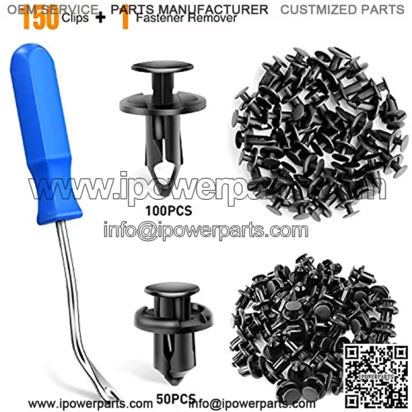GOOACC 150 pcs Push-Type Bumper Fasteners Rivet Clips-2 Sizes Universal Auto Clips & Fastener for Bumper Fender Clips Replacement-Fastener Removal Tool Included (150PCS Clip)