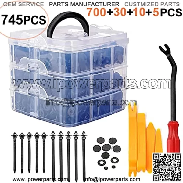 Uolor 745 Pcs Car Retainer Clips & Plastic Fasteners Kit Fender Rivet Clips, 16 Most Popular Sizes Auto Push Pin Rivets Kit for GM Ford Toyota Honda Chrysle