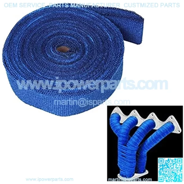 2" x 50' Exhaust Heat Wrap Roll for Motorcycle Fiberglass Heat Shield Tape with Stainless Ties (Blue) - Image 4