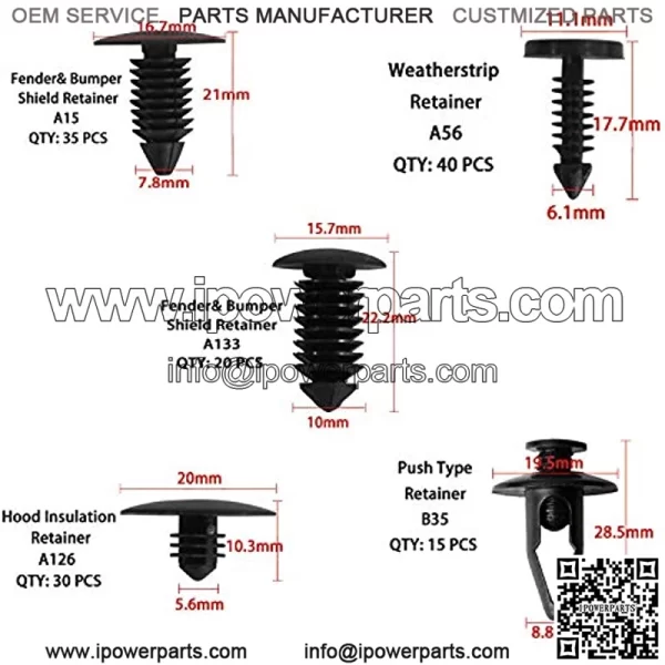 Auto Clips Car Body Retainer Assortment Clips Automotive Specialty ToolsCar Trim Fasteners Clips Tailgate Handle Rod Clip Push Rivets Plastic 19 Most Popular Sizes 425PCS Car Push Pins - Image 3