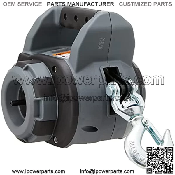 101575 Handheld Portable Drill Winch with 40 Foot Synthetic e: 750 lb Pulling Capacity, Gray
