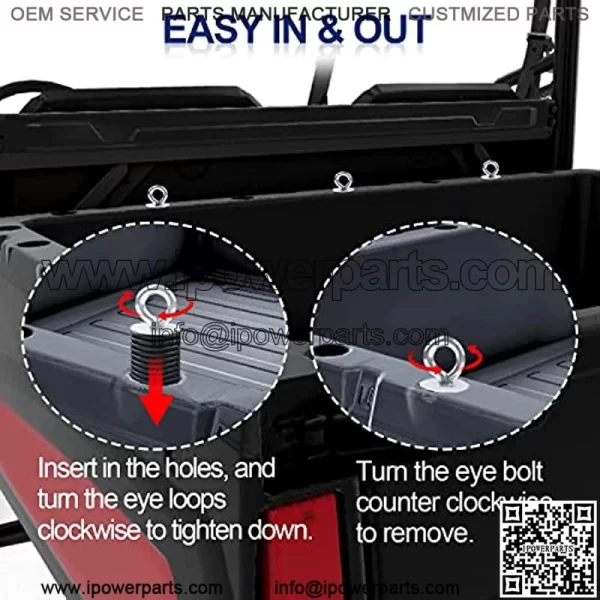 Tie Down Anchors,UTV Lock and Ride 2" Bed Anchor Compatible with Polaris General Ranger 500 570 1000 XP 900 800 700 with 1-7/16" Hole(6 Pcs,Black) - Image 3