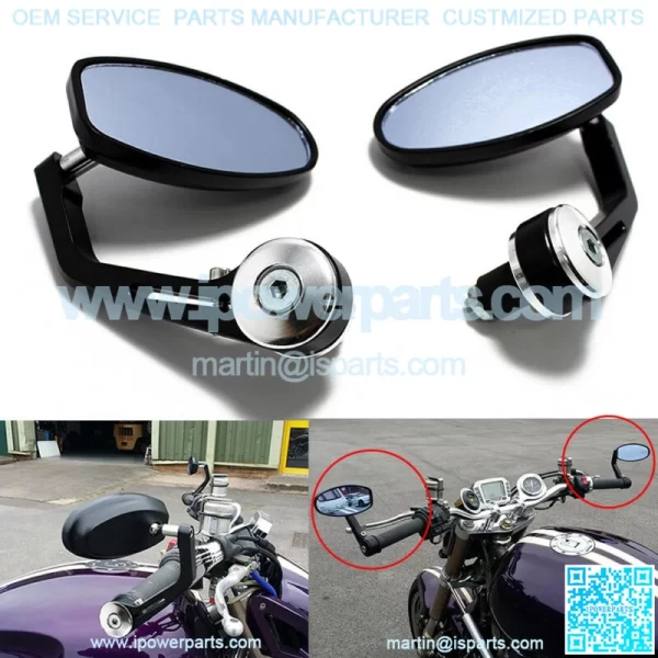 BLACK 7/8" HANDLE BAR END MIRRORS FOR CUSTOM BOBBER CAFE RACER BUELL CLUBMAN ATV