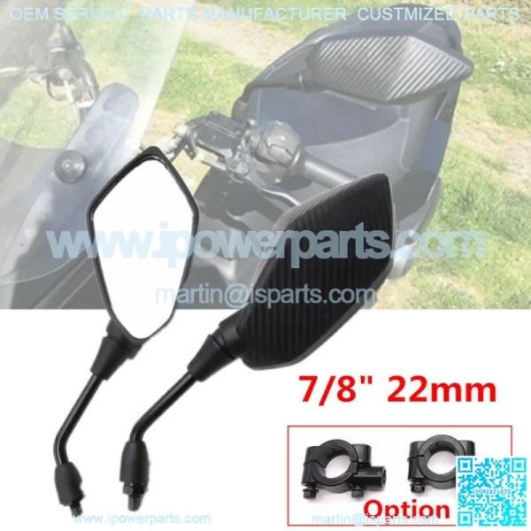 Pair of Motorcycle ATV Scooter 7/8" 22mm Handle Bar End Rearview Side Mirrors