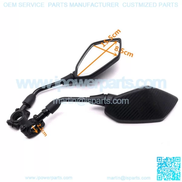 Pair of Motorcycle ATV Scooter 7/8" 22mm Handle Bar End Rearview Side Mirrors - Image 3