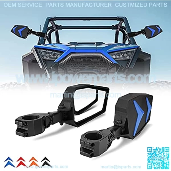 UTV Side Mirrors Rear View Mirrors Compatible with 1.75- 2" Roll Bar 800 900 1000 XP Turbo 4 in 1 Black Orange Blue Red Inserts Break-Away