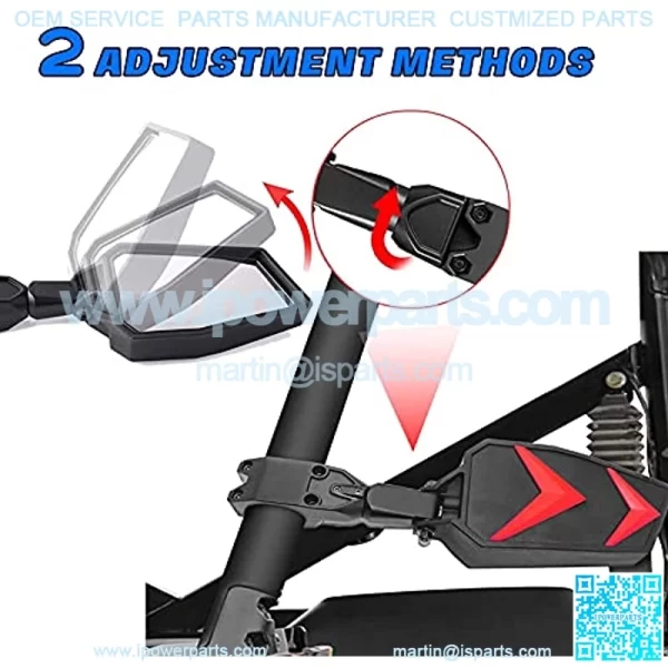 UTV Side Mirrors Rear View Mirrors Compatible with 1.75- 2" Roll Bar 800 900 1000 XP Turbo 4 in 1 Black Orange Blue Red Inserts Break-Away - Image 5