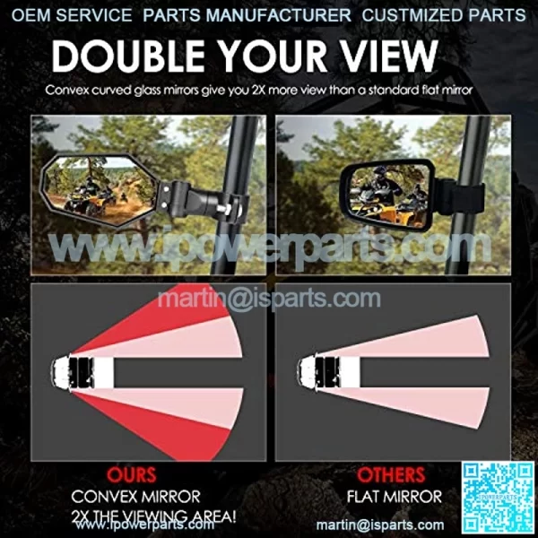 UTV Sideview Lighted Mirror Kit, Side View Mirror for 1.75-2 Inch Roll Bar Adjustable Rear View Mirror for RZR, Side by Side, CAN-AM, Kawasaki Teryx, and YXZ, 2020 - Image 4