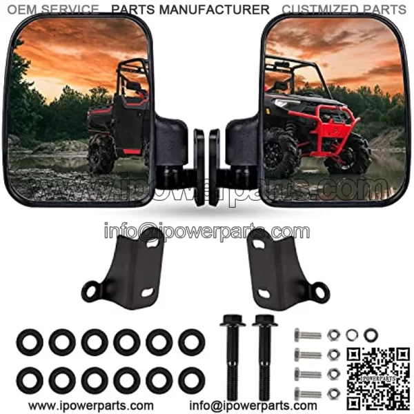Ranger 1000 XP UTV Rear View Side Mirror Compatible with Polaris RANGER XP 1000, RANGER CREW XP 1000 2018 2019 2020 2021 2022 ( Fit For Factory Doors Installed )