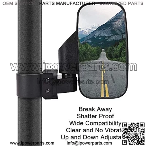 UTV Side Mirrors with 1.75" -2" Roll Bar Cage, UTV Mirrors 360 Degree Adjustable SXS Mirrors Compatible with Polaris RZR Kawasaki Teryx Mule Pioneer Yamaha YXZ - Image 3