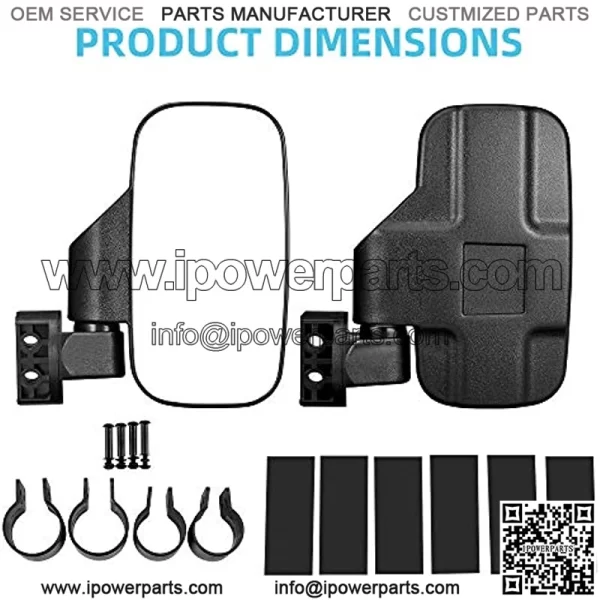 UTV Side Mirrors with 1.75" -2" Roll Bar Cage, UTV Mirrors 360 Degree Adjustable SXS Mirrors Compatible with Polaris RZR Kawasaki Teryx Mule Pioneer Yamaha YXZ - Image 4