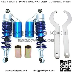 NHPJ one Pair 320mm Universal Motorcycle Rear Air Shock Absorbers for most 150cc~750cc Sport bikes / ATV Go Kart Quad Dirt Sport Bikes?? blue&silver)