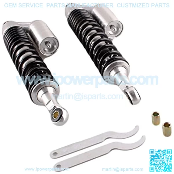 Universal 400mm Pair Motorcycle Air Rear Shock Absorber for Honda Kawasaki Suzuki Yamaha Go Kart Scooters Sport Street Bike Silver Black