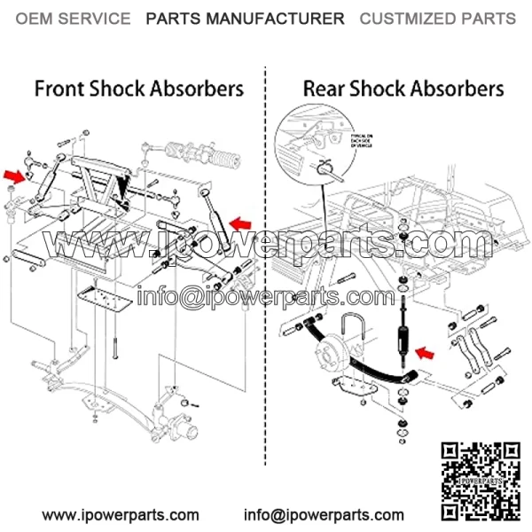 Club Car Front and Rear Shock Absorber 4 PCS for Club Car DS G&E 1988-up Precedent G&E 2004-up 1014235 1014236 1010991 1015813 1013164 - Image 2