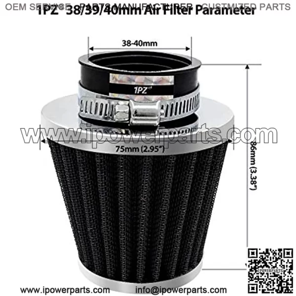 AR2-F01 38/39/40mm Air Filter Intake Cleaner Replacement for 50cc 90cc 110cc 125cc 150cc 200cc GY6 Motorcycle ATV Scooter Quad Go Kart Moped Pit Dirt Racing Bike Yamaha Suzuki Baja TaoTao - Image 2