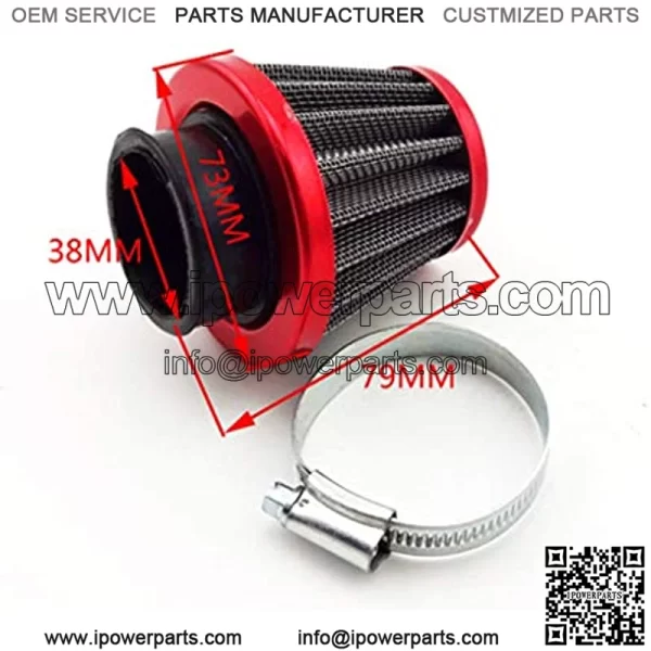 Red 38mm Air Filter Fule Cleaner Gas Line Hose For 50cc 70cc 90cc 110cc 125cc Dirt Pit Bike ATV Quad Monkey Bike Motocross Motorcycle Go Kart Cart And GY6 50cc QMB139 Engine Scooter Moped - Image 4