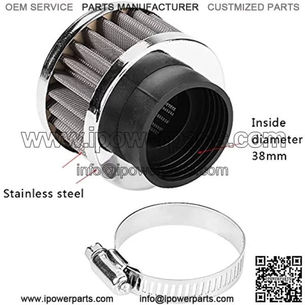 Air Filter with Clamp, 38mm Air Filter Intake Filtration Fits for 90cc-125cc ATV Go kart Pit Dirt Bike Motorcycle Quad - Image 3